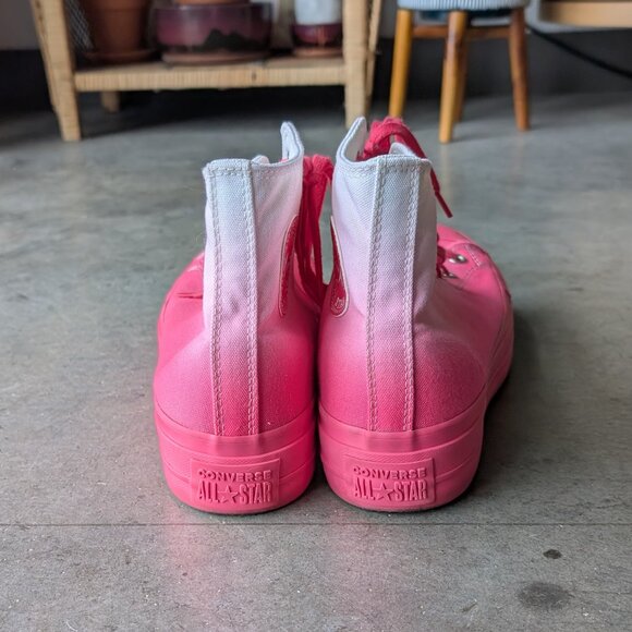 Converse All Star Chuck Taylor White Pink Ombre Gradient High Top Sneakers - Picture 5 of 13